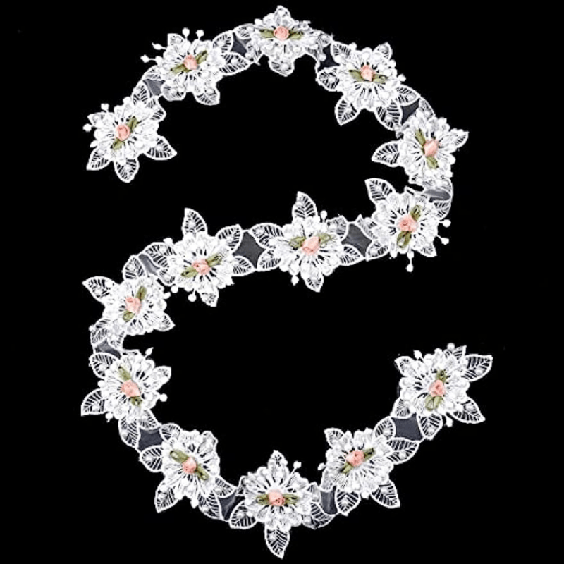 2 Yards Embroidery Flowers Lace Fabric Lace Diy Sewing - Temu Estonia