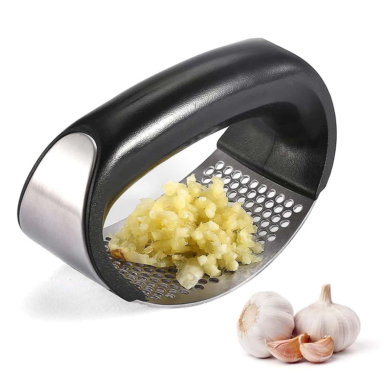 stainless steel garlic press and peeler easy to use manual garlic masher for fresh garlic paste and minced garlic kitchen tool for cooking and meal prep details 0