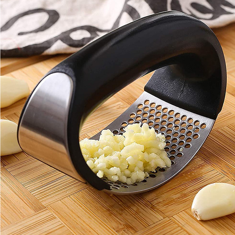 stainless steel garlic press and peeler easy to use manual garlic masher for fresh garlic paste and minced garlic kitchen tool for cooking and meal prep details 1