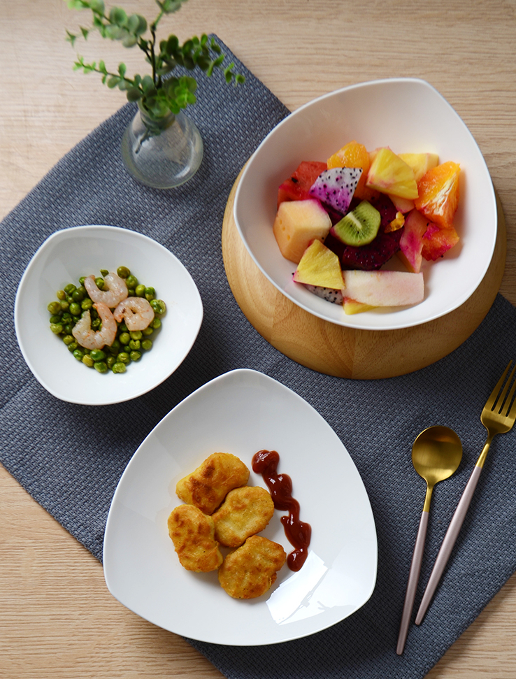 Assiettes à salade de légumes en céramique, carré Simple, bol à soupe,  assiettes à dîner, cuisine