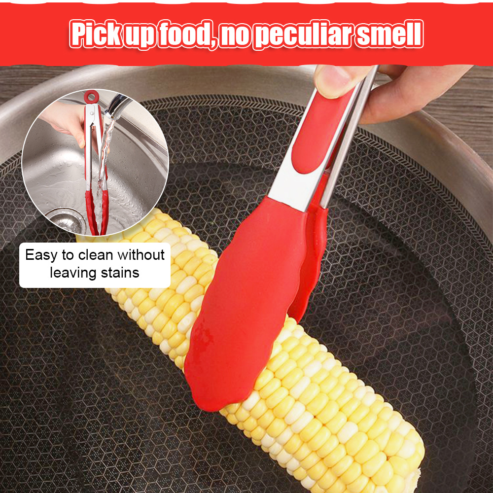 Silicone BBQ Grilling Tong Salad Bread Serving Tong Non-Stick