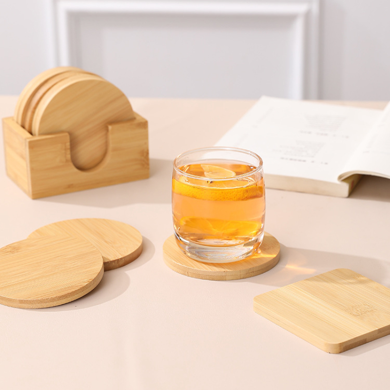 Wooden Coasters for Drinks - Walnut Dark Wood Coaster for Drinking Glasses,  Tabletop Protection for Any Table Type 