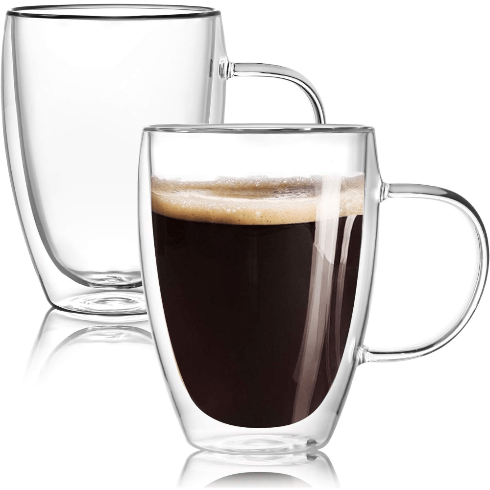 Lot de 2 verres double paroi Delonghi pour latte cappuccino.