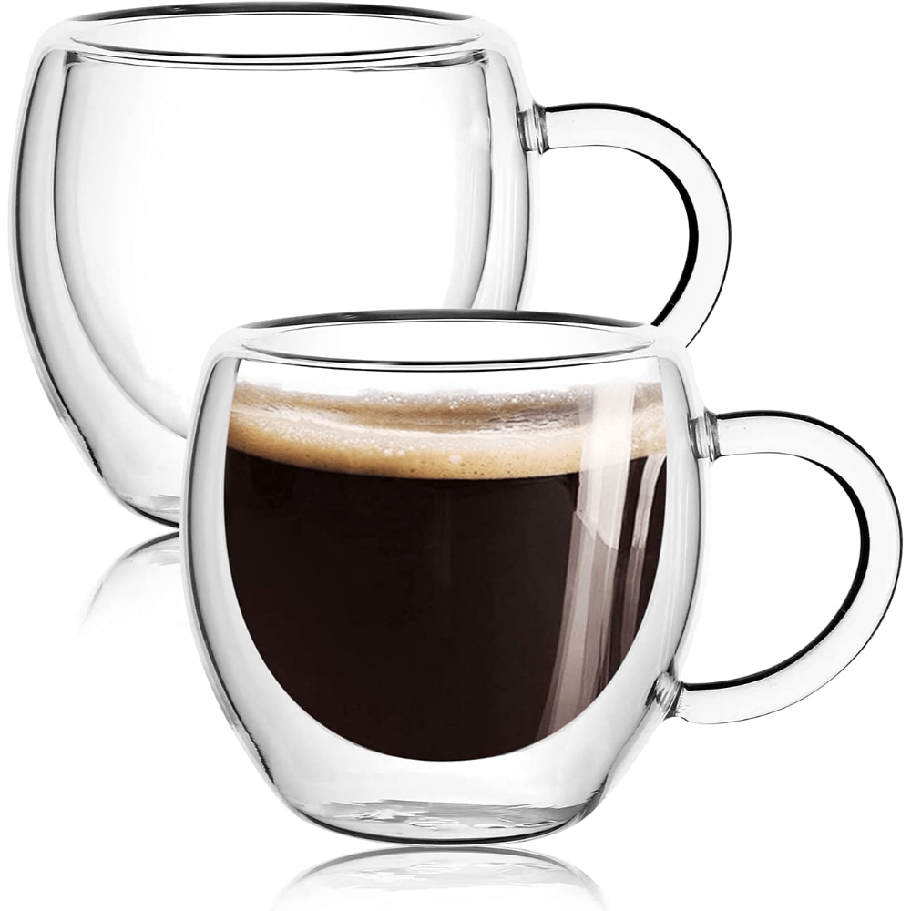 Double Walled Glass Coffee Mugs,insulated Layer Coffee Cups,clear  Borosilicate Glass Mugs For Cappuccino,tea,latte,espresso,hot Beverage For  Commercial - Temu