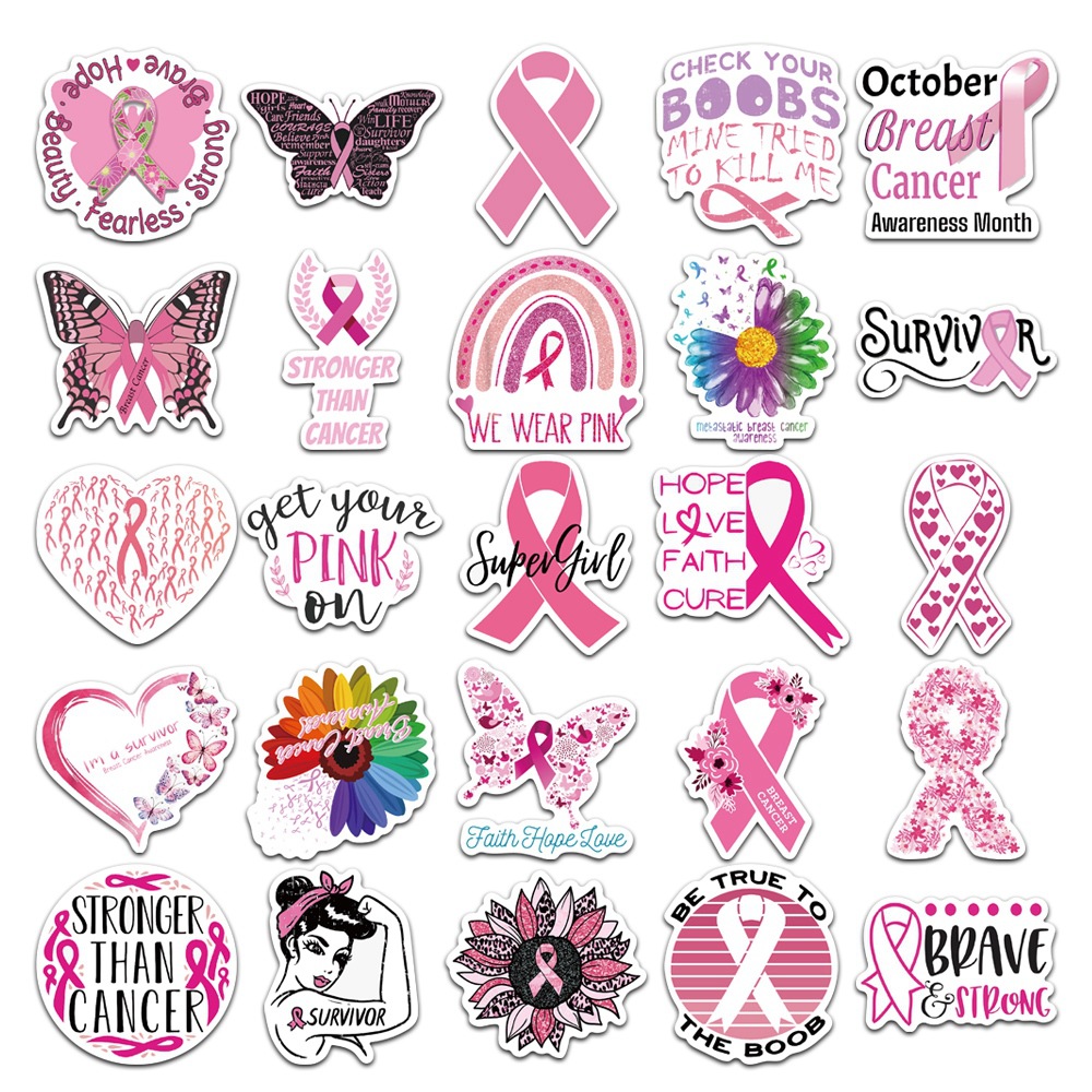Breast Cancer Ribbon Wall Decal Vinyl Lettering Sticker Art