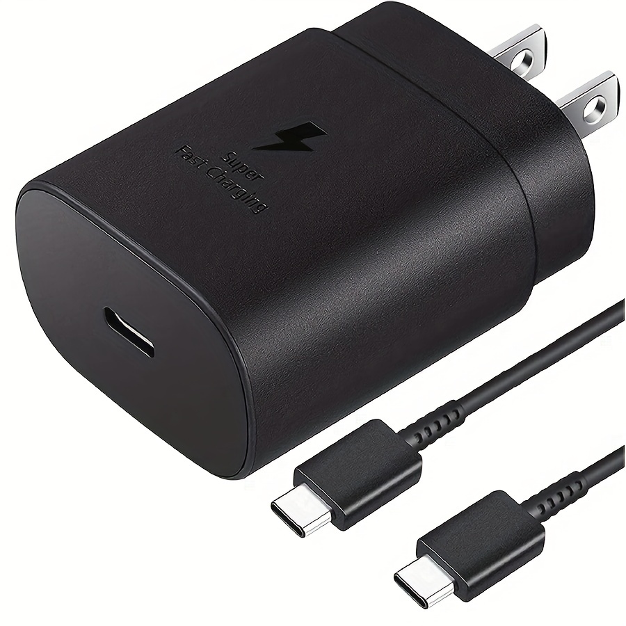  Cargador tipo C de carga rápida Super USB C (paquete de 2)  Galaxy Cable Android 25 W W Pd Box Teléfono celular Bloque de pared Cable  adaptador de alimentación compatible para