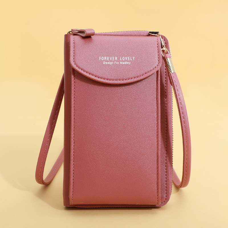 Minimalist Solid Color Phone Bag, Zipper All-match Coin Purse