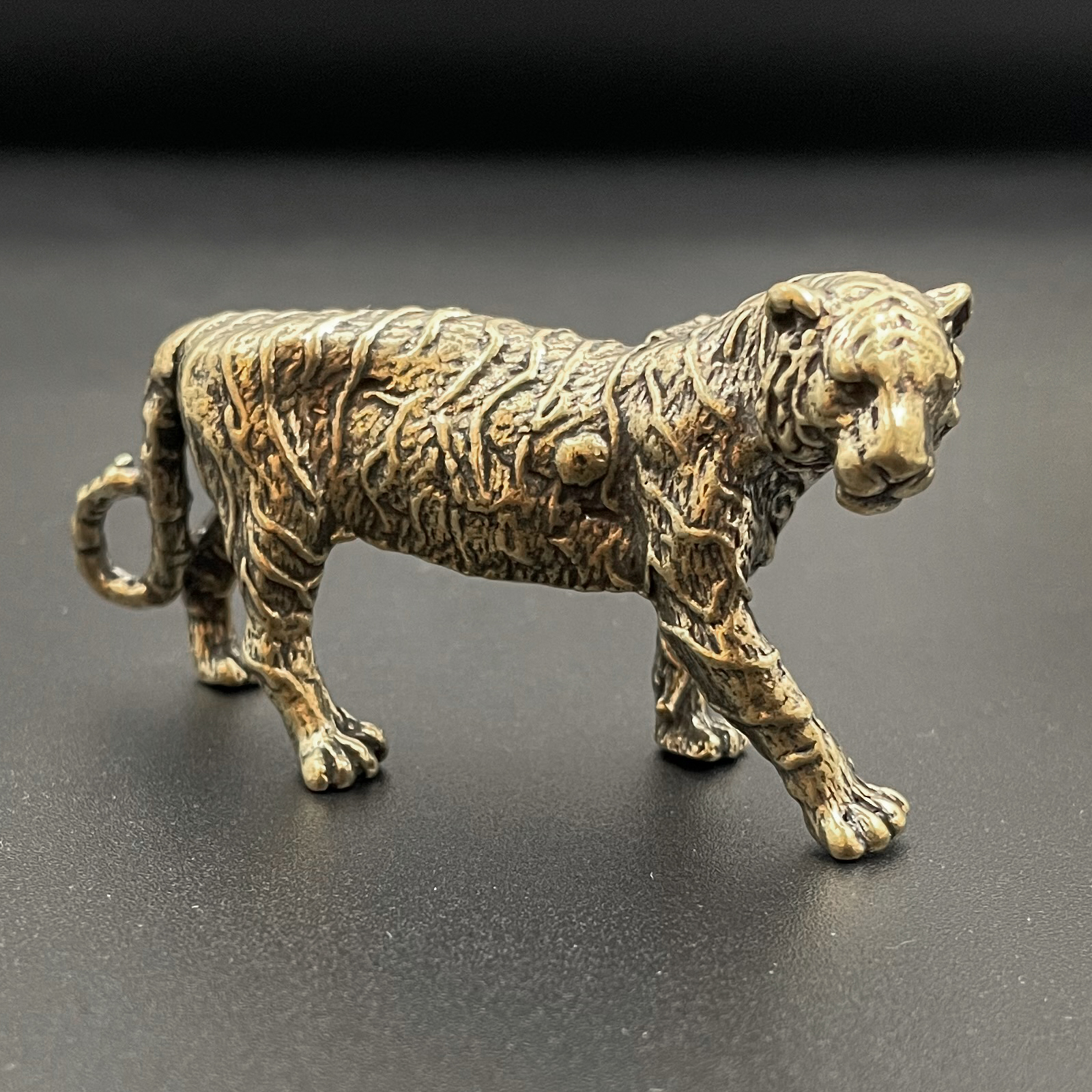Brass Tiger Statue Mini Animals Brass Tiger Decor Ornament for