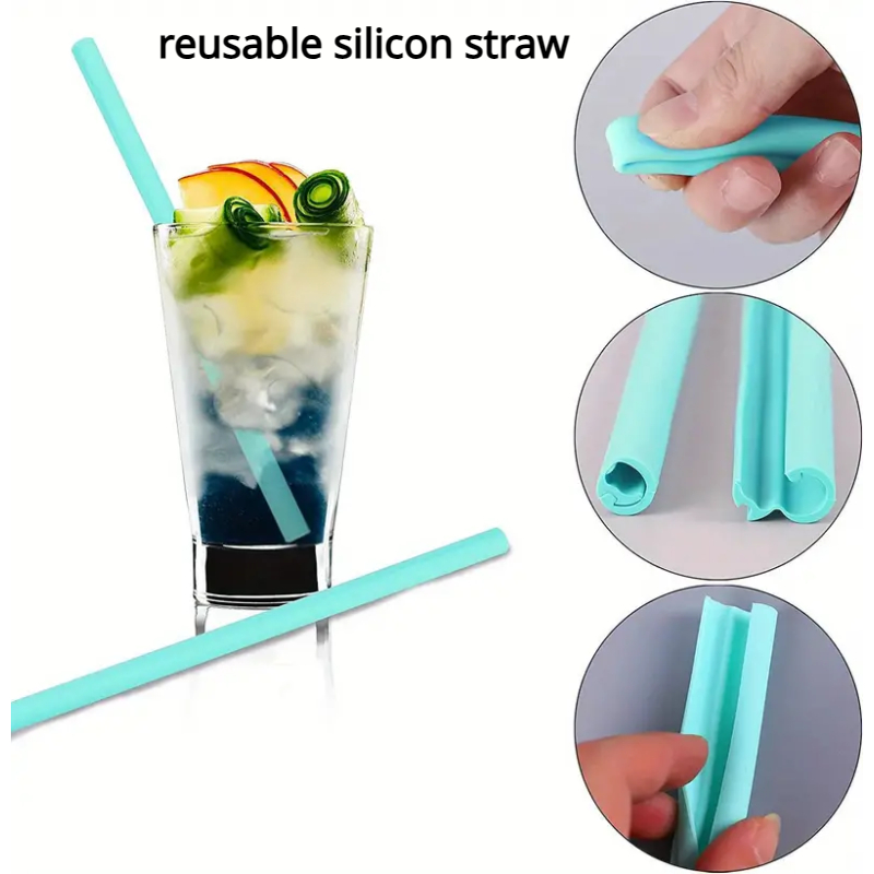 Reusable Silicone Straws, Flexible Drinking Bendy Straws for Smoothies,Long  Flexible Silicone Drinking Straws with Cleaning Brushes,BPA-Free - No  Rubber Taste 