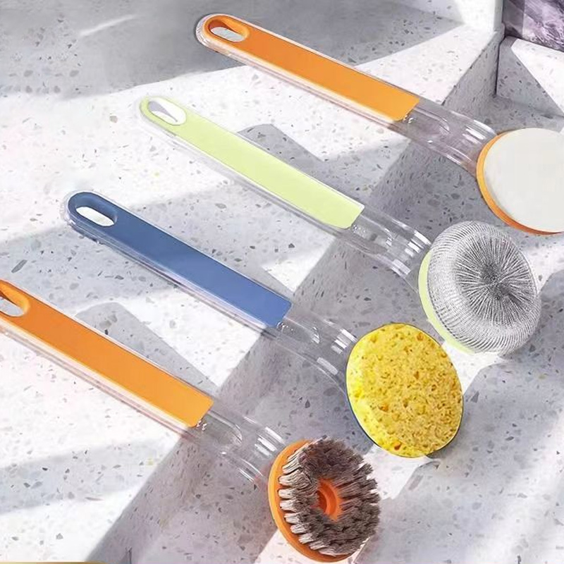 Dish Brush: Removable Head, Silicone Handle