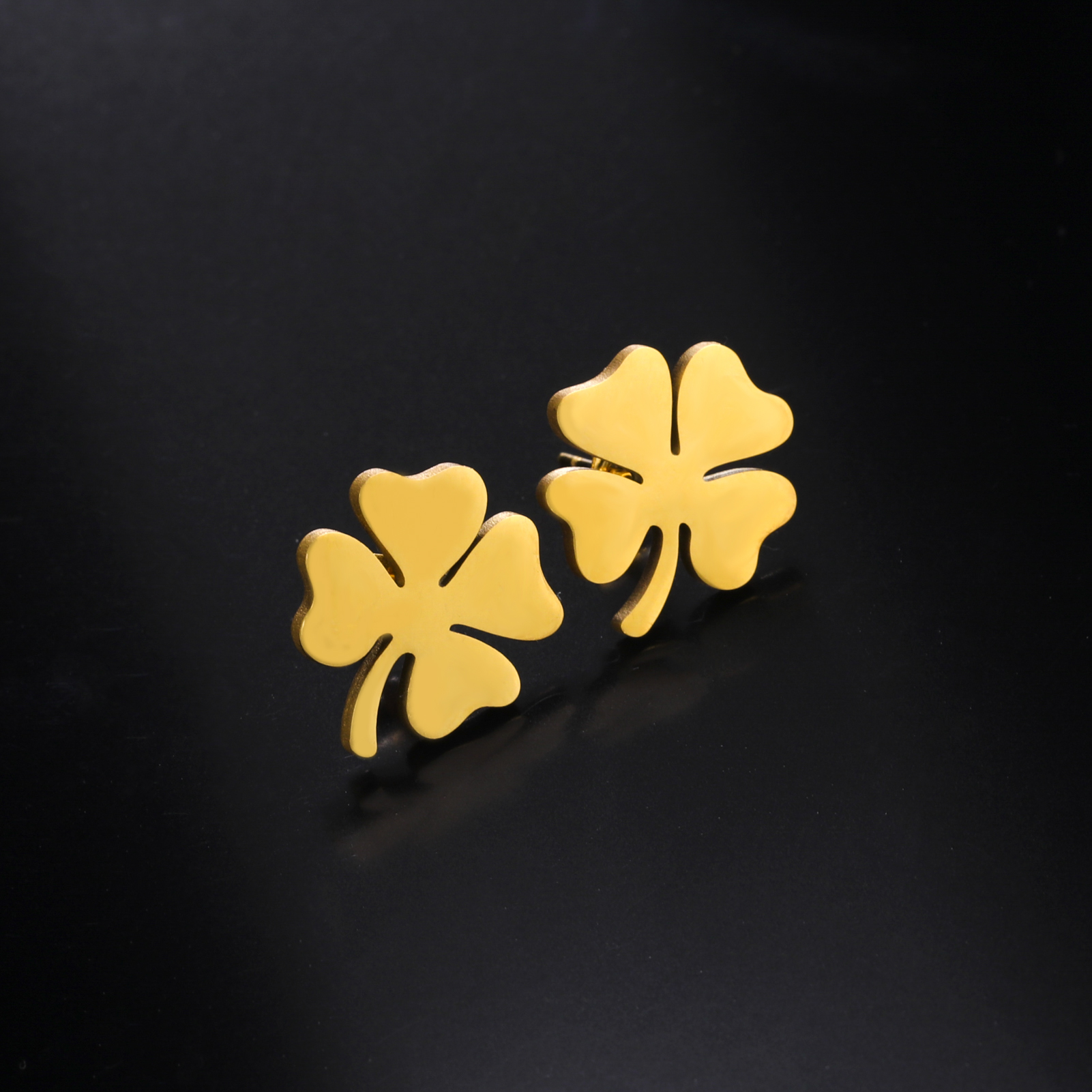 Four Leaf Clover Earrings for Women 18K Rose Gold Plated Stainless