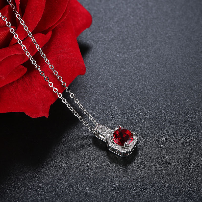 Square hot sale ruby necklace