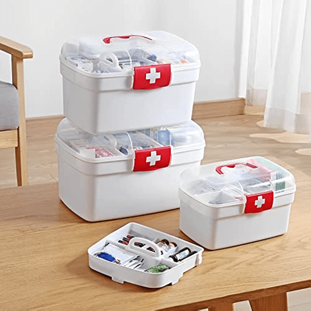 Theo&Cleo - Contenitore per medicinali, grande, kit di pronto soccorso,  scatola per medicinali, XXL, stile vintage, bianco