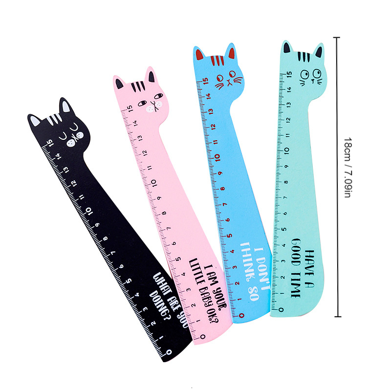 Cat Drawing Ruler Candy Colored Stationery Cartoon Gift - Temu