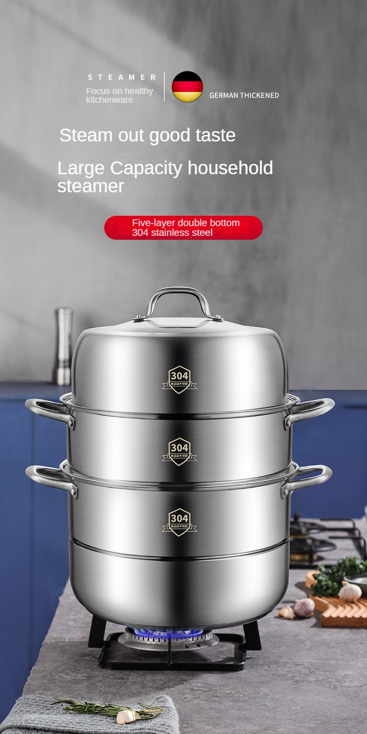 3 tier Stainless Steel Steamer Set Easy Chinese Kitchen - Temu