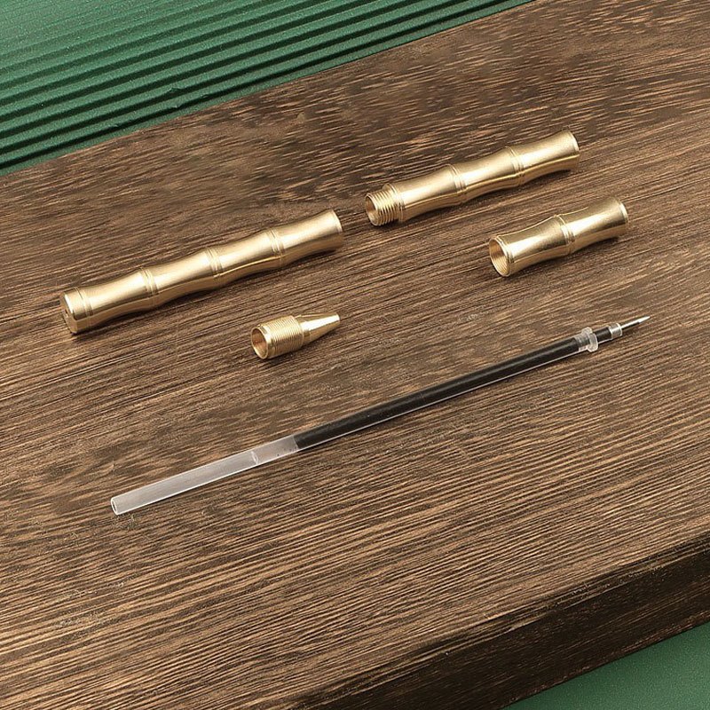 0.5mm Brass Signature Pen ,Business Rollerball Pen Bamboo Metal Pen for  Office,Student 