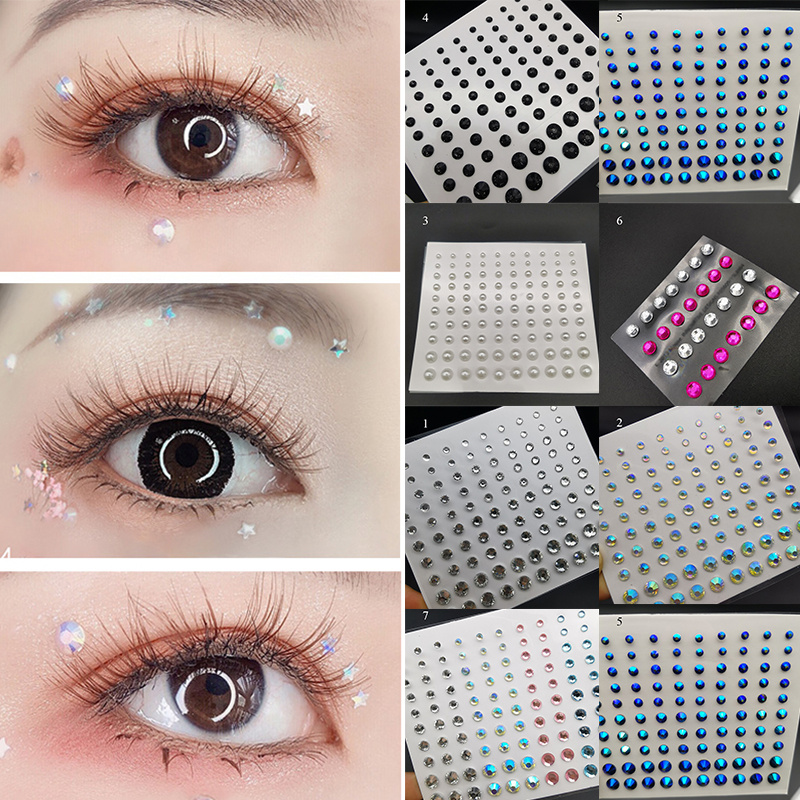 3D Face Tattoo Stickers Eyes Temporary Glitter Fake Makeup