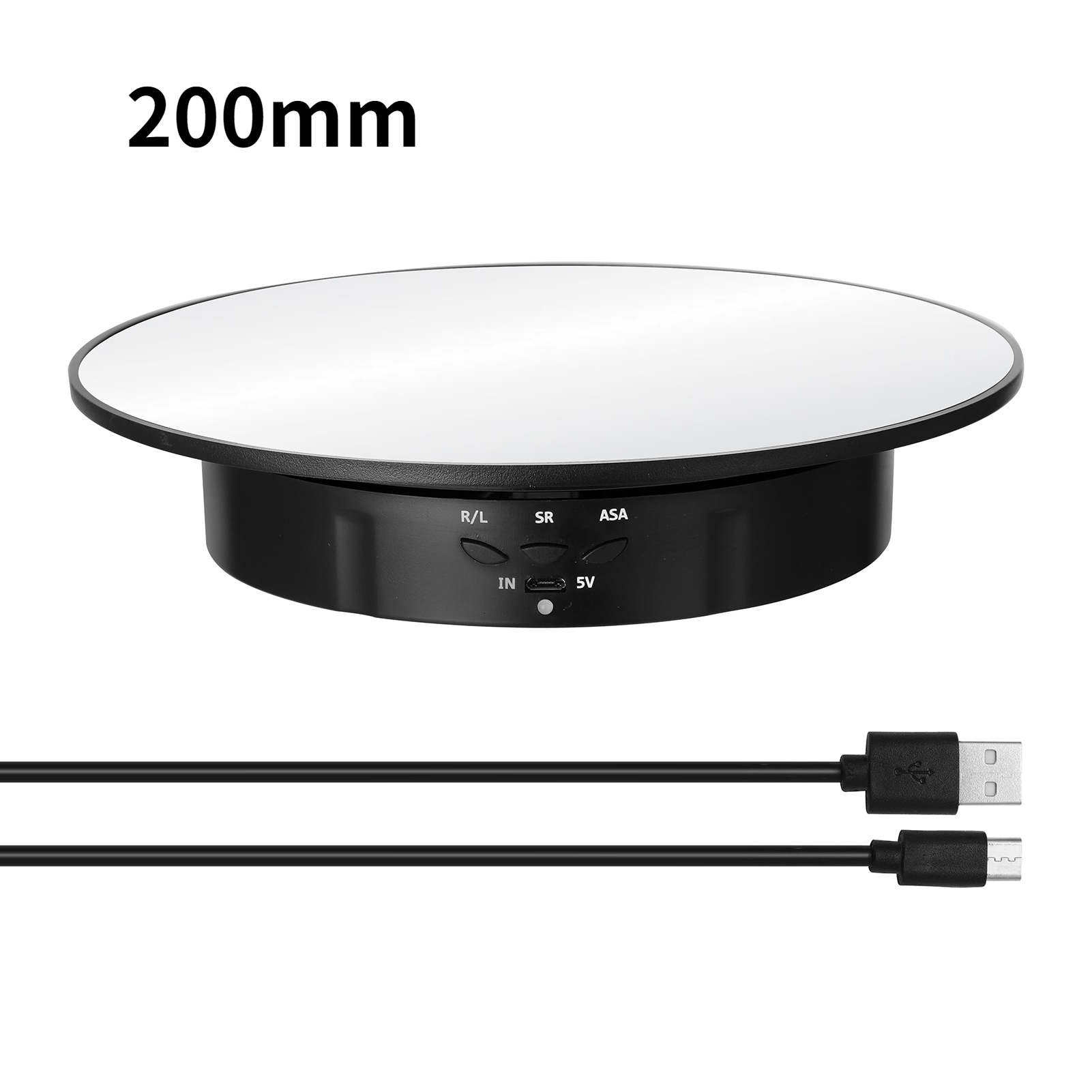 Black Rechargeable Turntable Display Stand, 360 Degree Rotation Speed/Angle Adjustable for Photography/Jewelry Display, Women's, Size: 5.43