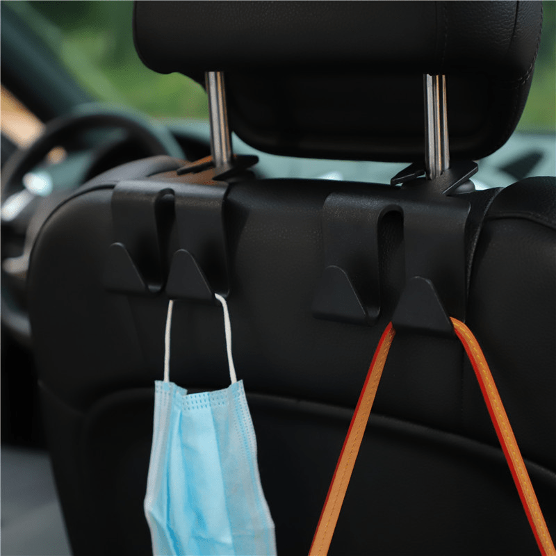  Amooca Car Seat Headrest Hook 4 Pack Hanger Storage Organizer  Universal for Handbag Purse Coat fit Universal Vehicle Car Black S Type :  Automotive