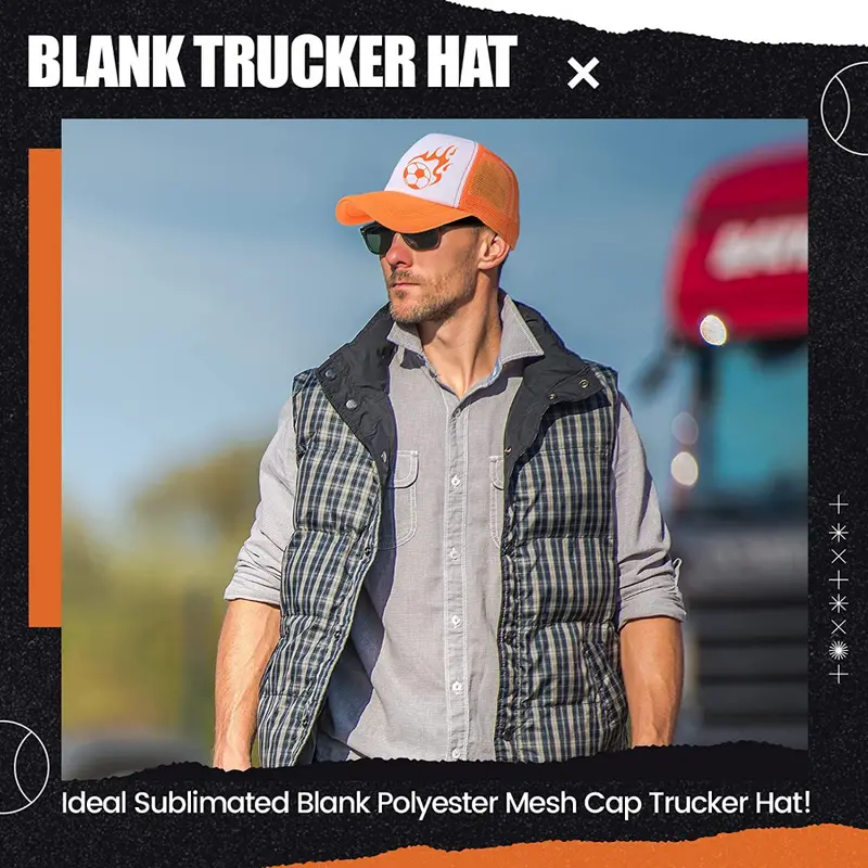 Jeyiour 48 Pack Sublimation Blank Baseball Cap Bulk Polyester Adjustable Plain Mesh Trucker Hat for Women Men