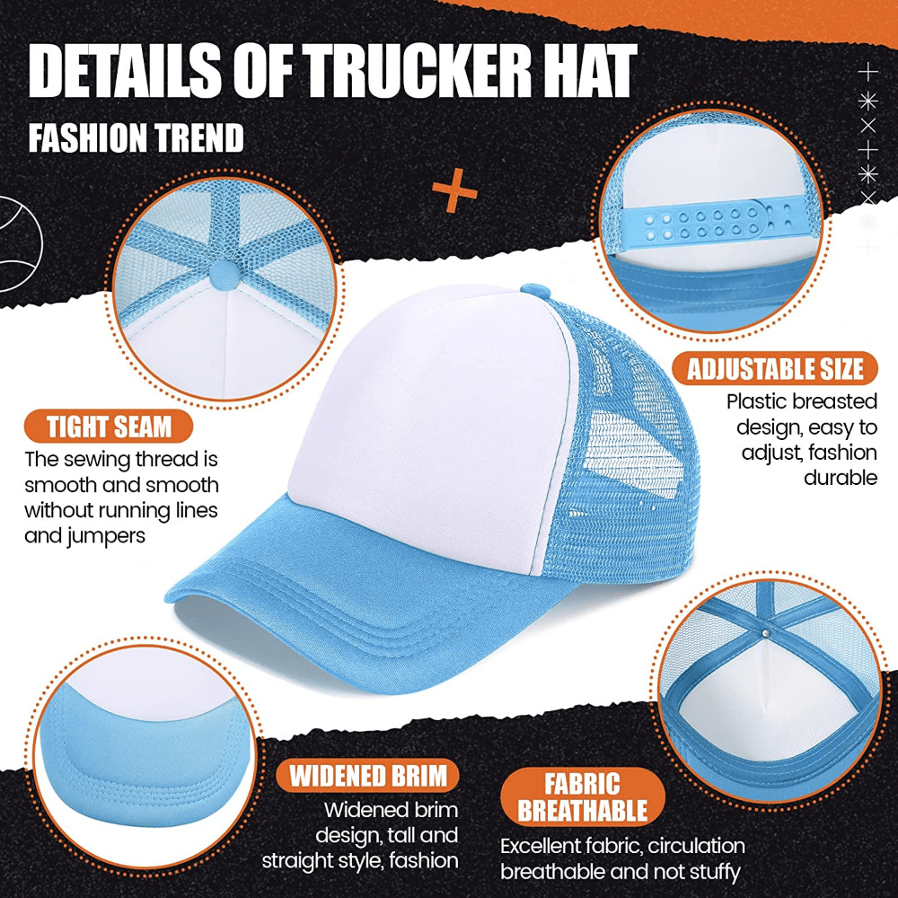 Blank Trucker Hat Summer Breathable Mesh Cap Foam Fabric