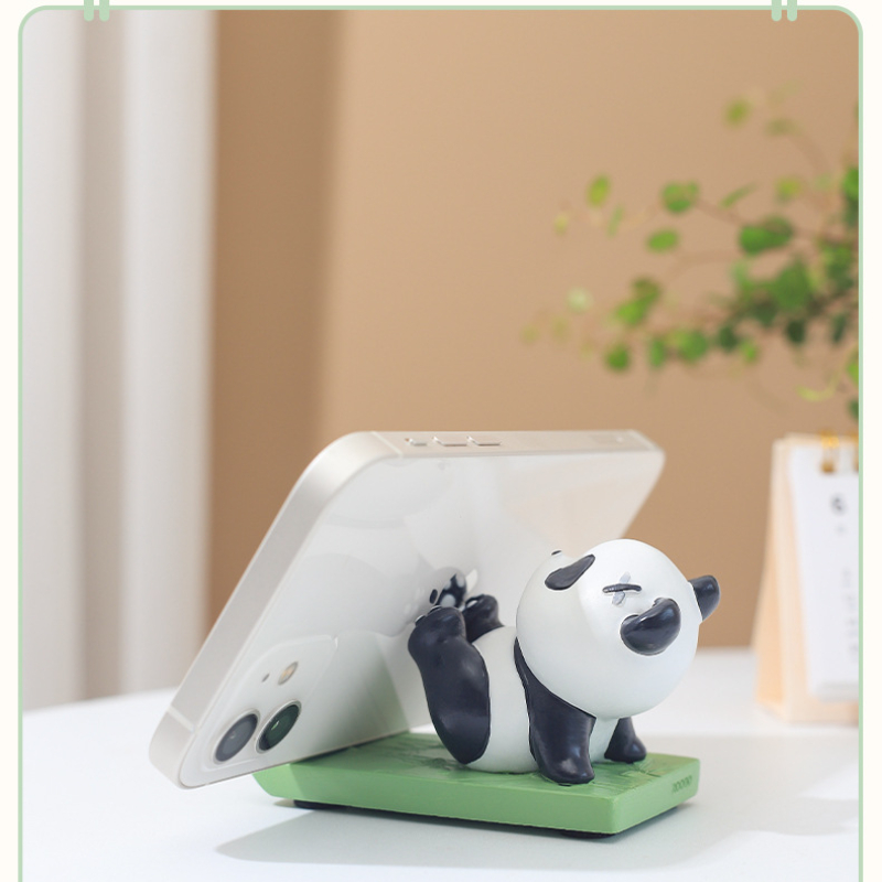 Support De Téléphone Panda En Résine Pour Une Décoration De Bureau
