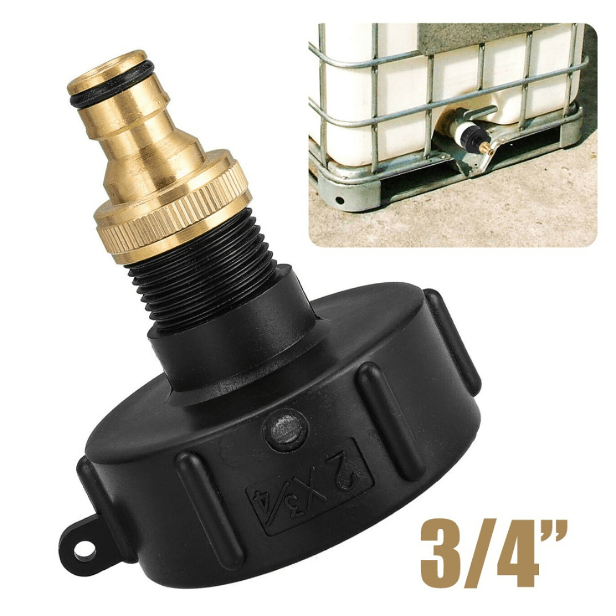 

1 Set, Adapter With 3/4 Connector S60x6 Ig For Ibc Water Tank Rain Barrel 1000l, Plants Water System With Adjustable Control Valve Switch, Watering Sprinkler Nozzle, Gardening & Lawn Supplies