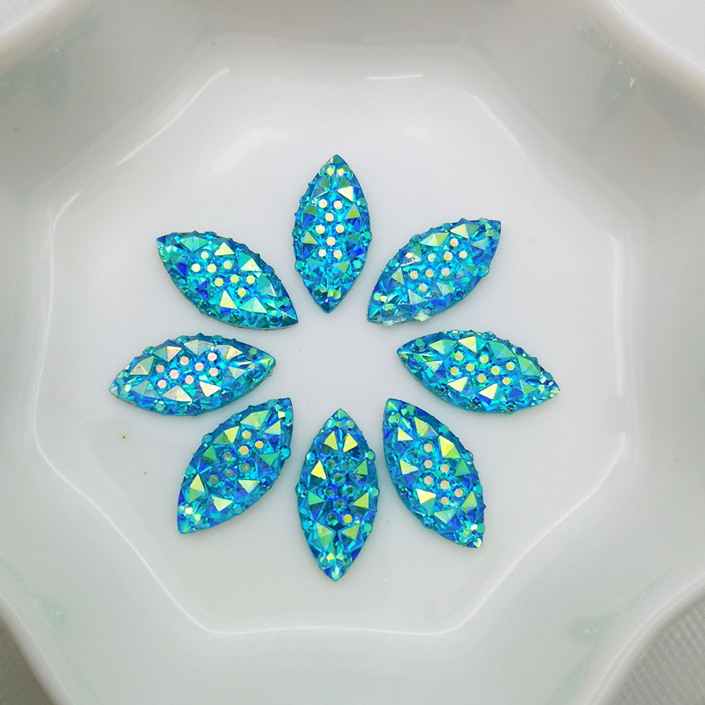 TEMU 30pcs Ab Resin 0.7 X 1.5cm/0.27 X 0.59in Random Color Mixing Flat Back Rhinestone Jewelry Additions