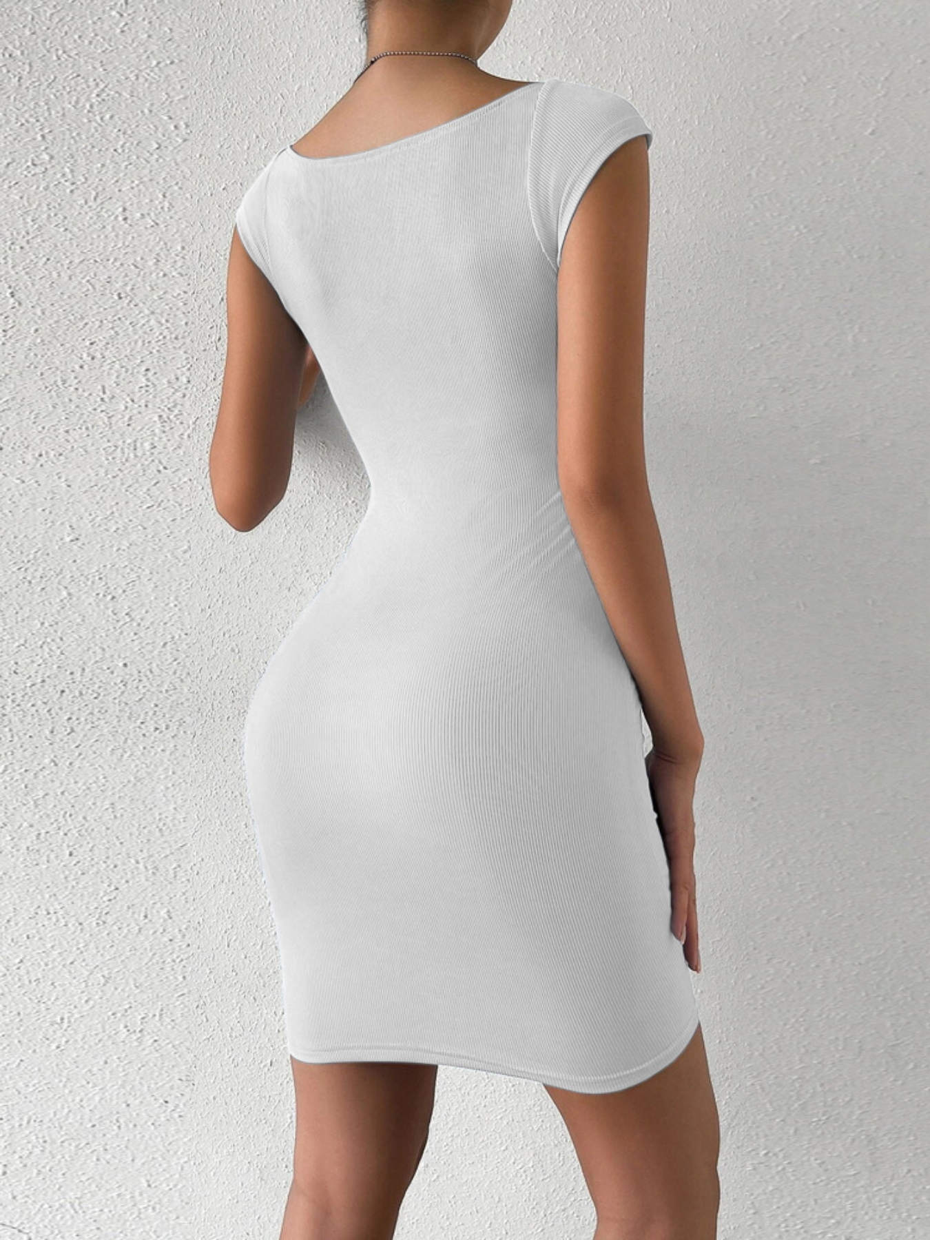 Women's White Mini Dress Short Sleeve Bodycon