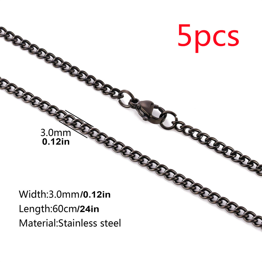 Stainless Steel Black Wheat Chain Necklace For Men And Women - Temu