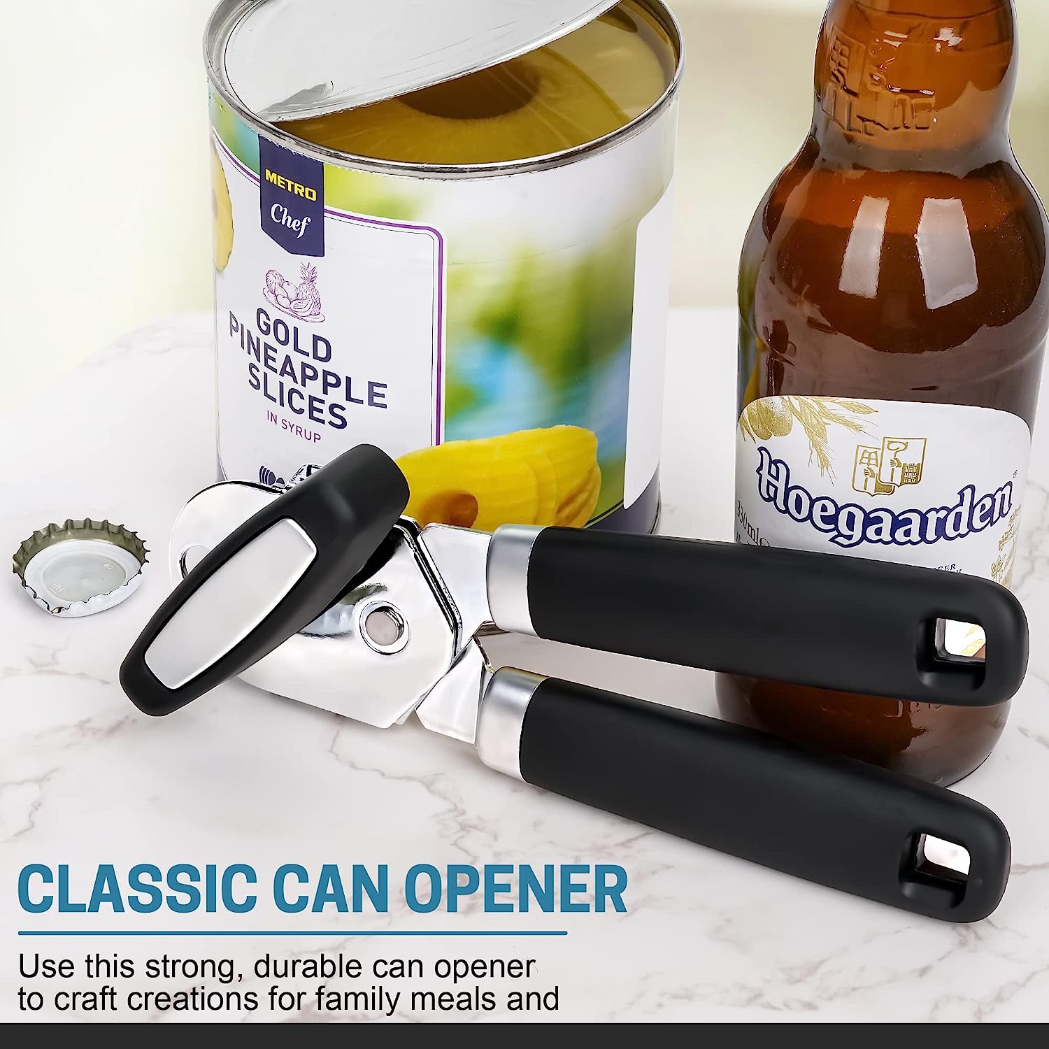 Cook With Color Can Opener Manual with Soft Grip Handle, Gray