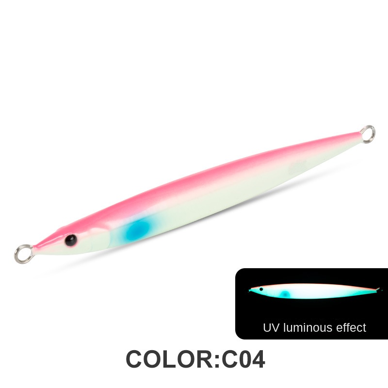 3D Print Fast Sinking Metal Spoon Jigs UV Lure for Seawater (Light Pink  100g)
