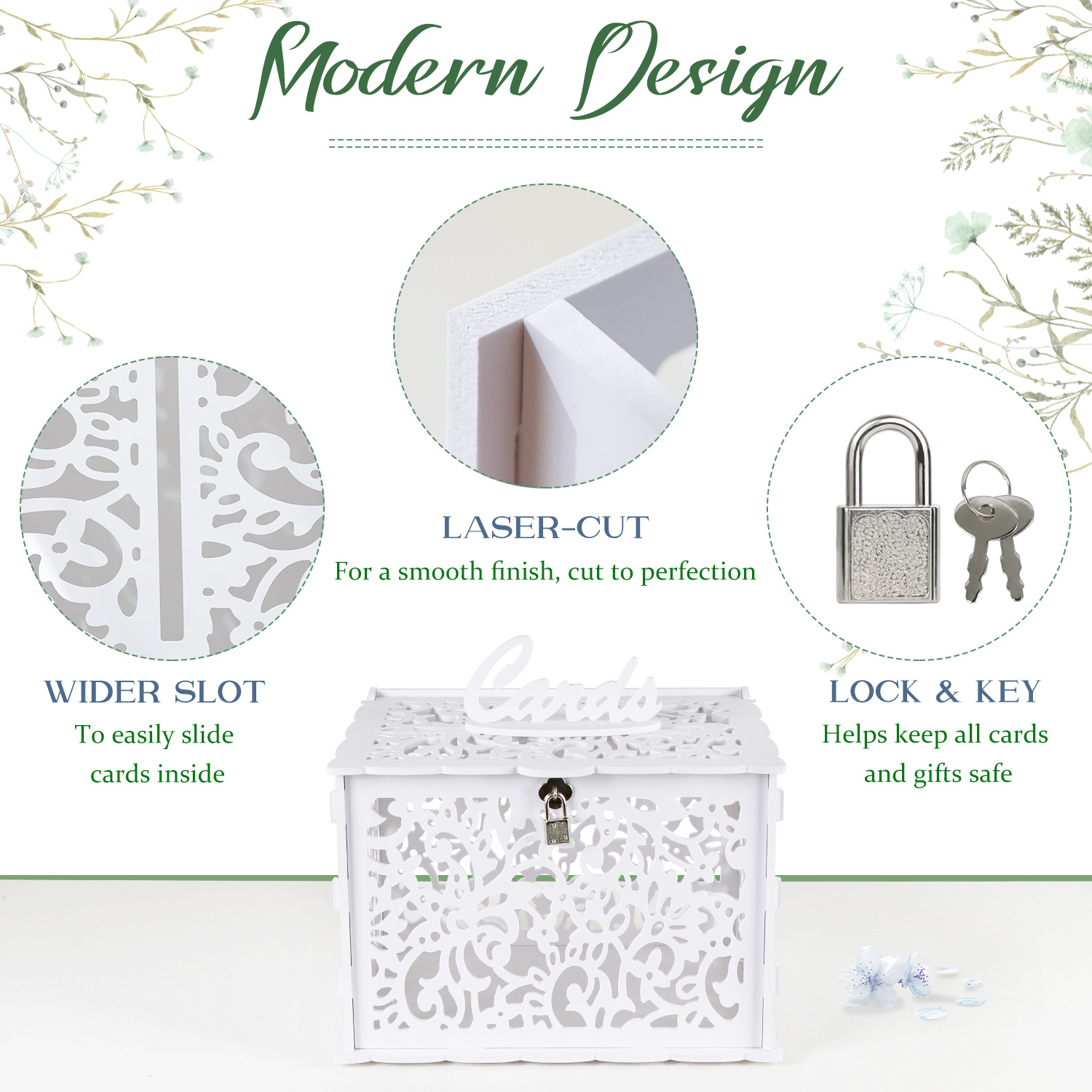 1pc, White Wedding Card Box With Lock, PVC Gift Card Box For Wedding  Decorations For Reception, Gift Card Money Box For Wedding Party Reception