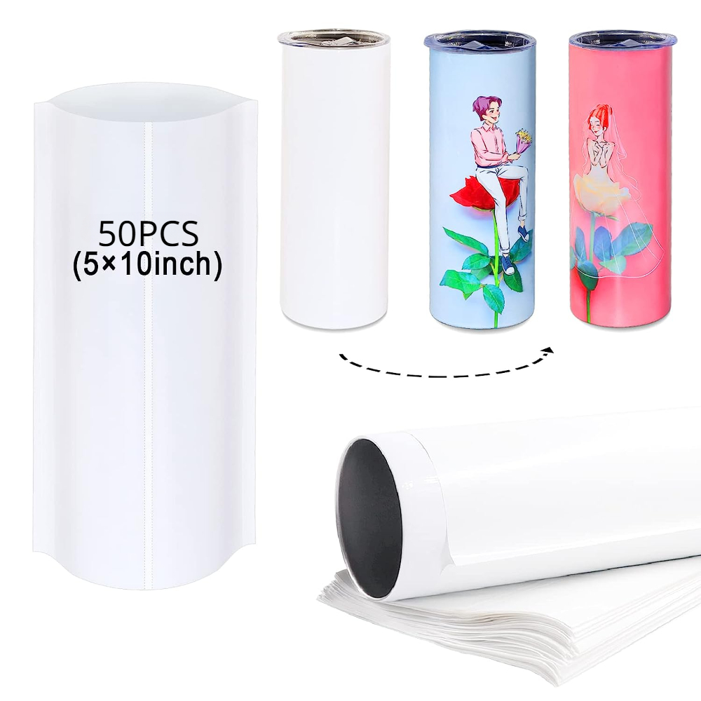 100 Pcs Sublimation Shrink Wrap Sleeves, 5x10 inch White Sublimation Shrink Wrap for Tumblers, Mugs, Cups, Sublimation Shrink Film 100 Pcs