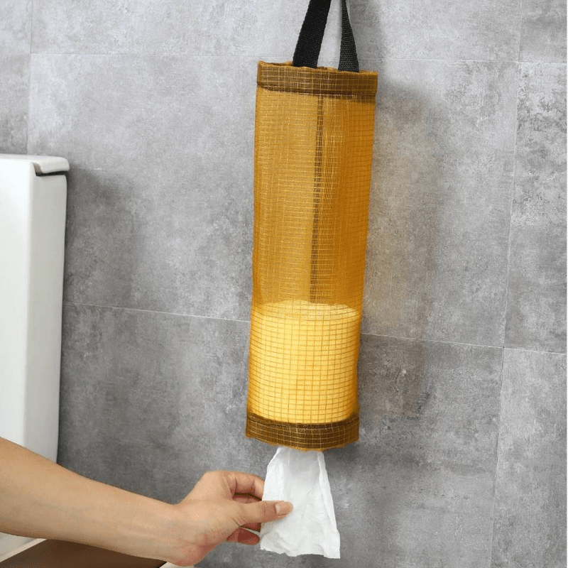 Hanging Garbage Bag Storage Bag Kitchen Wall Trash Bag Dispenser  Wall-mounted Grocery Bag Holder Nylon Home Accessory Organizer