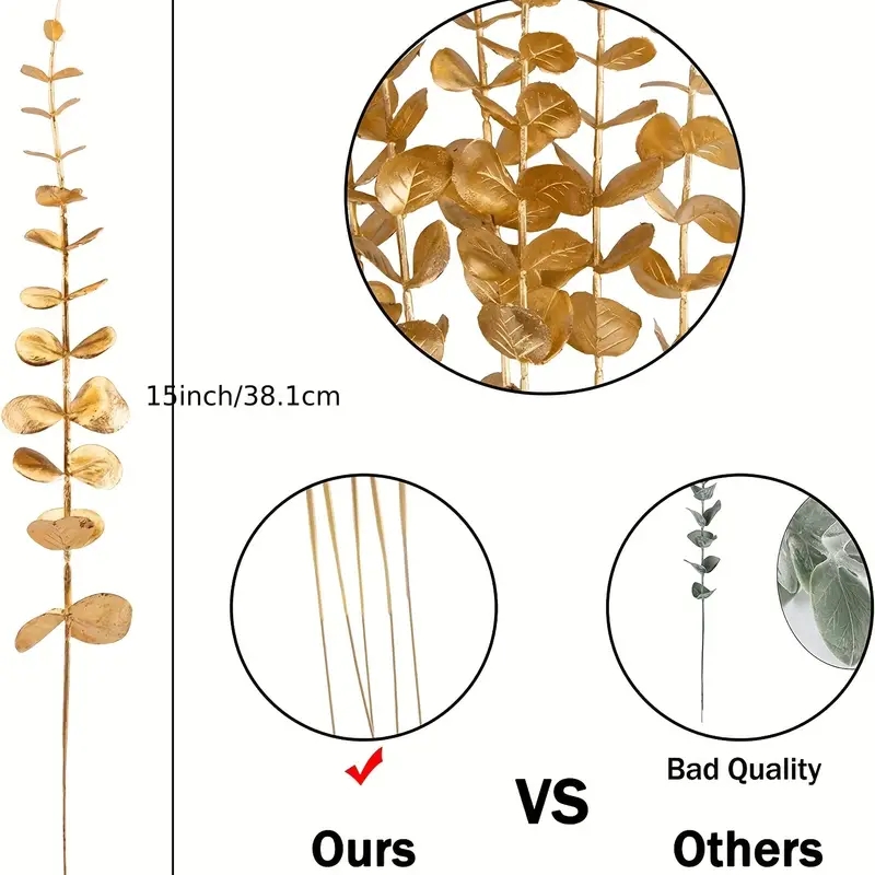 10 Шт. Искусственные Стебли Эвкалипта, Декор Из Золотых Листьев ...