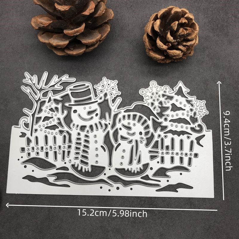 Image of Christmas Snowman Frame Metal Cutting Dies Stencils For Diy Scrapbooking Album Paper Card Embossing