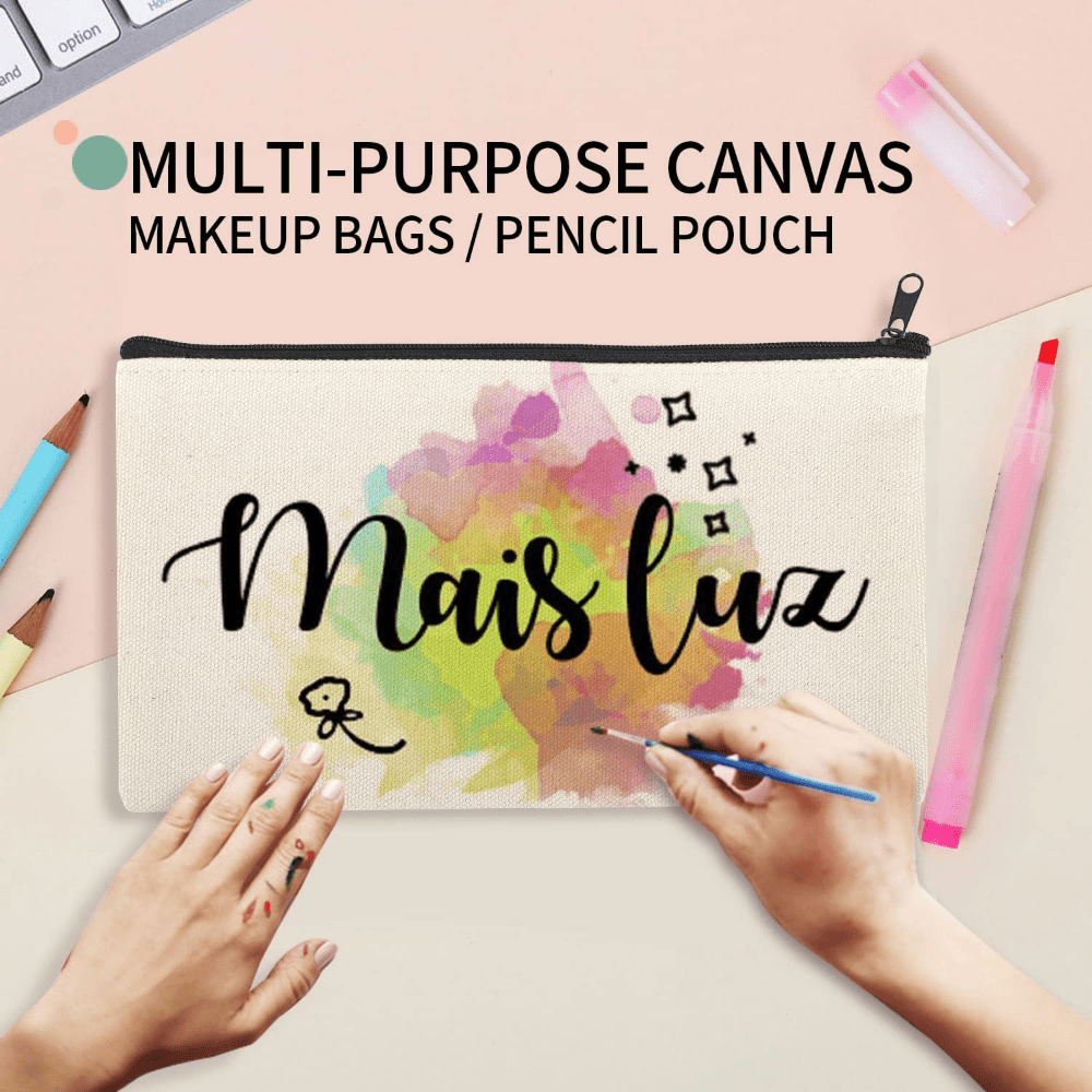 12 Pack Blank DIY Craft Bag Canvas Pencil Case- Beige Canvas Pencil Pouch Bulk  Canvas Pouch with Zipper Multipurpose Canvas Blank Makeup Bags for Vinyl  Crafts Personalize (8.3 X 5 Inches)