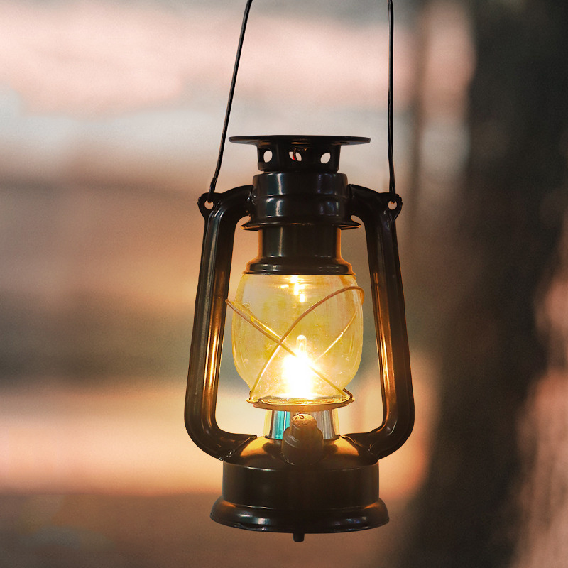 Retro Solar Lamp Vintage Camping Lantern with Tungsten Bulb Outdoor  Waterproof Hanging Light Tent Light Garden Yard Decoration - AliExpress