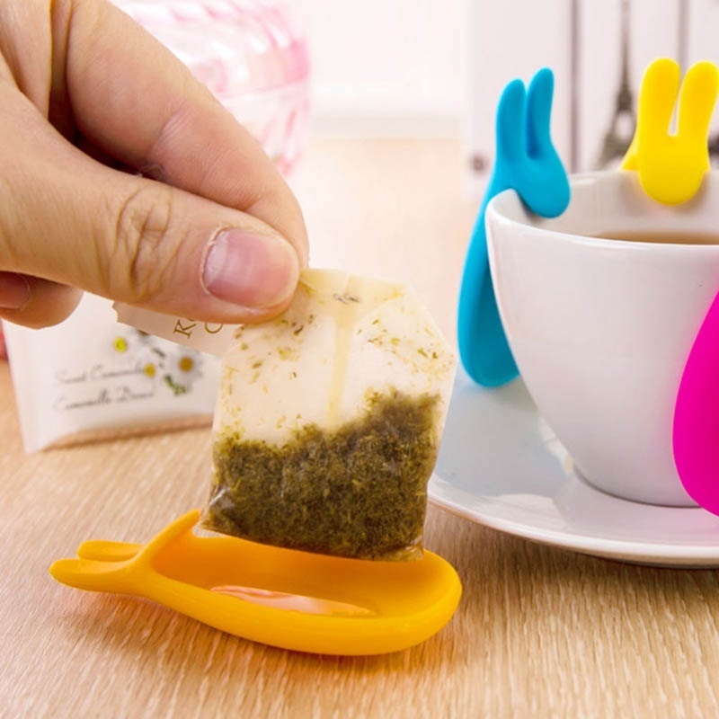 Silicone Tea Bag Holder Clips Cute Rabbit Cup Mug Tea Infusers