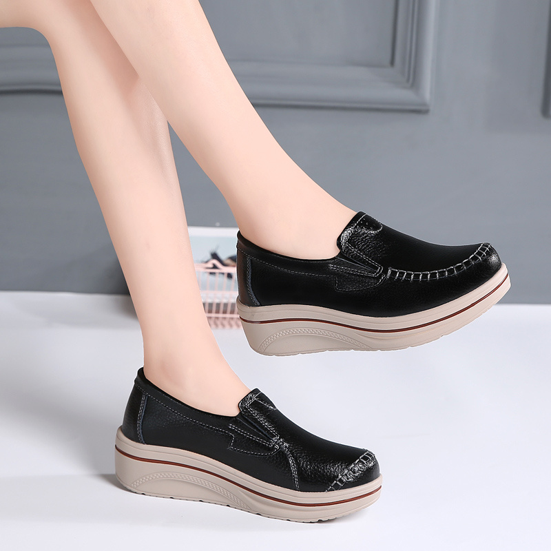 Ladies wedge hot sale heel loafers