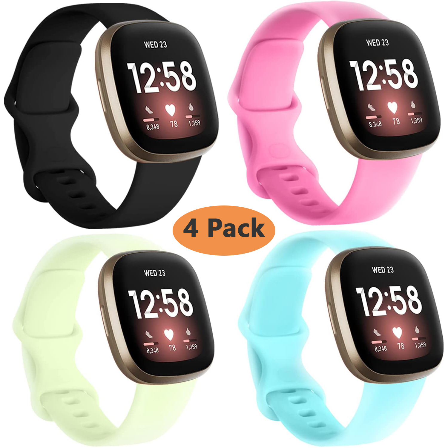 For Fitbit Versa 4/3 Sense Silicone Strap Wristband Replacement Watch Band  Sport