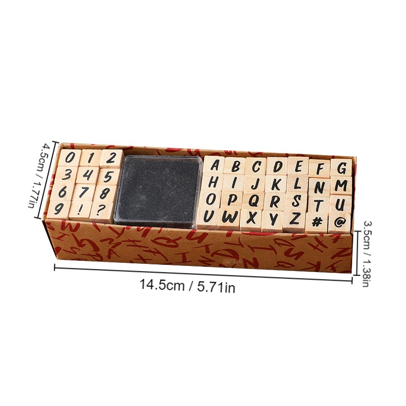 70pcs/set DIY Number Alphabet Combination Letter Stamp Diary Ablum Wedding  Letter Wood Rubber Stamp Set with Vintage Wooden Box Gift