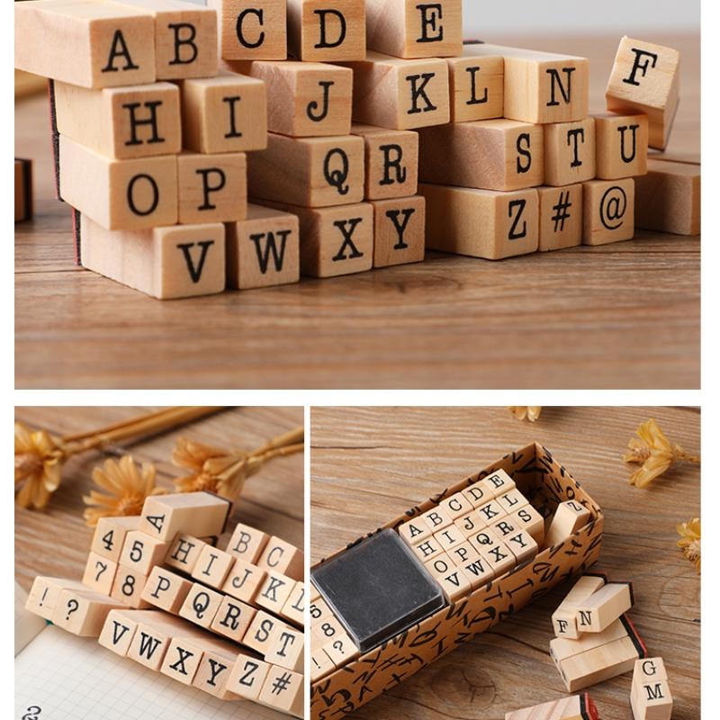 TOBAR WOODEN LETTER STAMP SET - 23062 RETRO ARTS AND CRAFTS & INK PAD  INCLUDED
