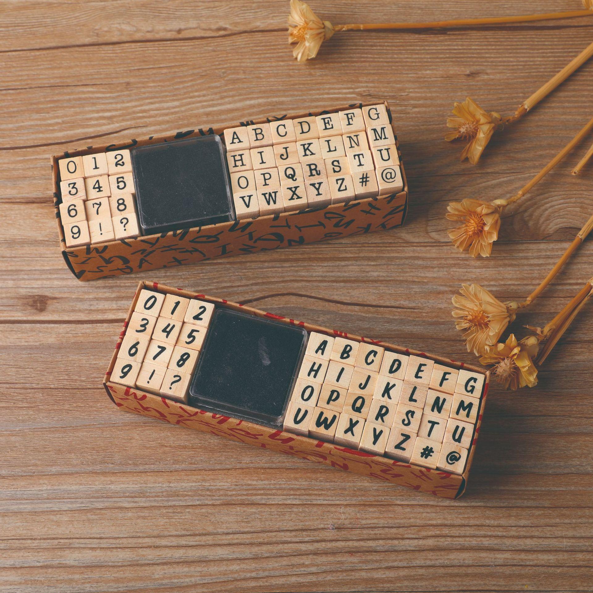 Vintage Wooden Rubber Number Alphabet Combination - Temu