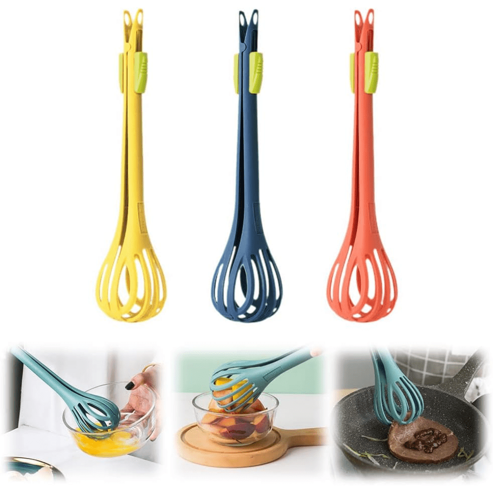 Multifunctional Egg Beater Food Clip Egg Milk Whisk Pasta Tongs Mixer  Kitchen