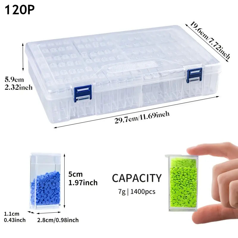 Clear Plastic Diamond Storage Box DIY Diamond Painting Drill Case (64 Grid)