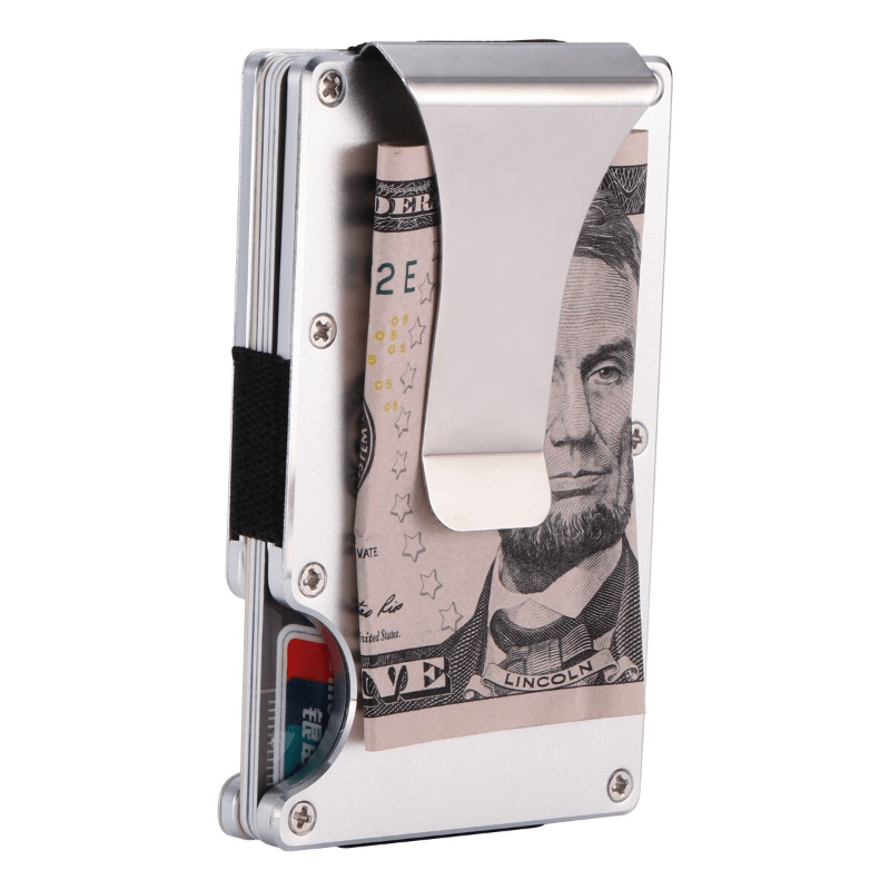 Portefeuille Airtag pour homme, portefeuille minimaliste en aluminium avec  pince à billets en métal, portefeuille mince avec blocage RFID pour carte