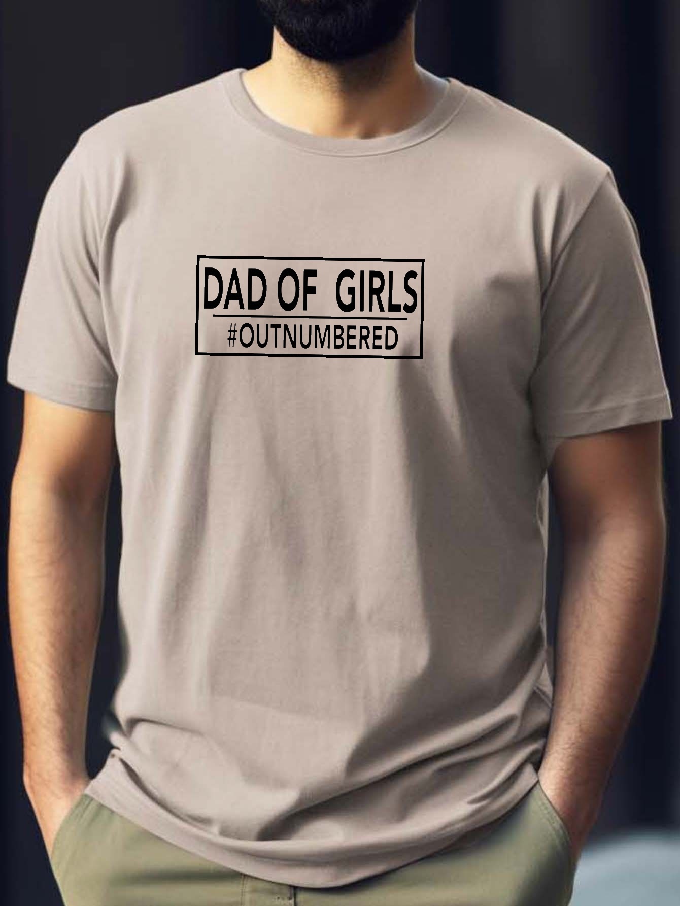 Dad of Girls Outnumbered Funny Girl Dad Baseball Sleeve Shirt