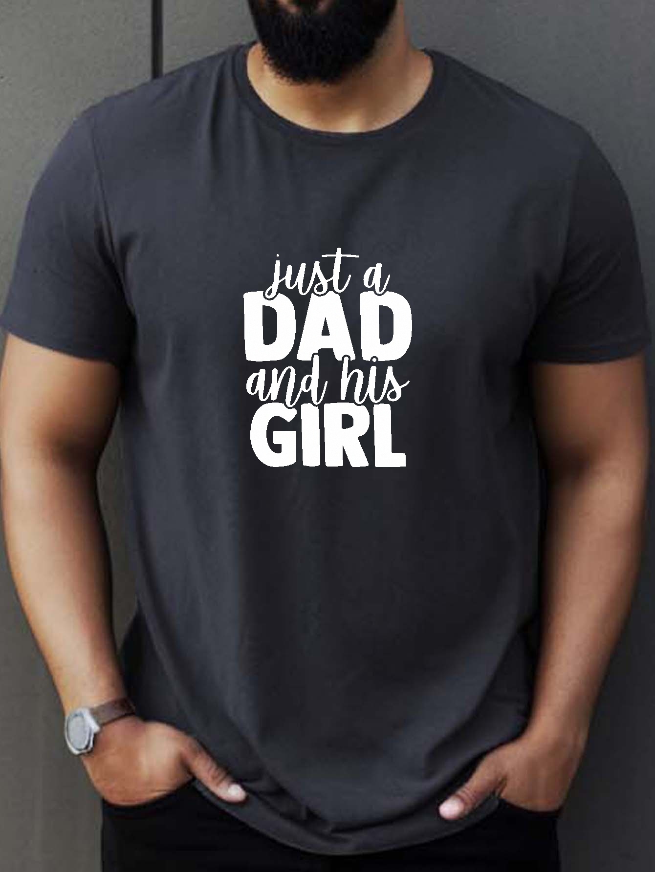 Fathers Day Girl Dad Letter Pattern Print Mens Comfy T Shirt